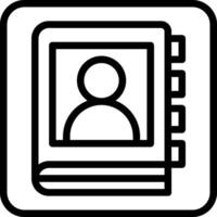 A black and white icon of a person in a book vector