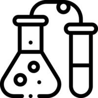 A black and white illustration of a laboratory flask vector