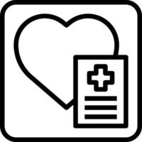 A black and white icon of a heart and a medical document vector