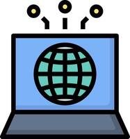 A laptop with a globe icon on it vector