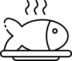 A fish on a plate with steam coming out of it vector