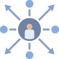 A circle with arrows pointing to a person vector