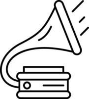 A black and white drawing of a gramophone vector
