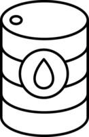 A black and white drawing of a barrel with a drop of water vector