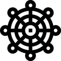 A black and white logo of a circular design vector