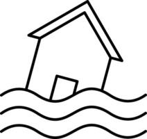 A house in the water with waves on it vector