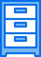 A blue and white file cabinet icon vector
