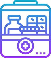 A medical kit with a box and a bottle vector
