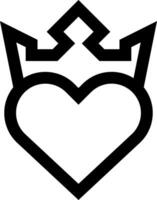 A black and white heart with a crown on it vector