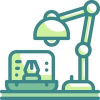 A lamp and computer on a desk vector