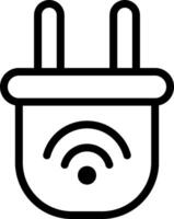 A black and white icon of a plug with wifi vector