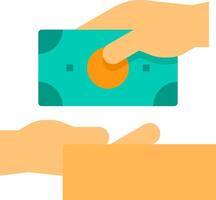 Hand giving money to another person vector
