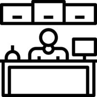 A black and white image of a person at a desk vector