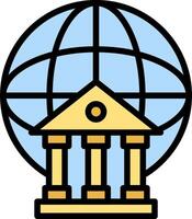 A globe with a building on top of it vector