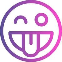 A purple and pink smiley face with a tongue vector