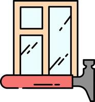 A hammer and window in a flat design vector