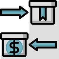 A box with a dollar sign and an arrow pointing to it vector