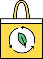 A yellow shopping bag with a green leaf inside vector