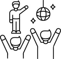 A group of people with hands up and a disco ball vector
