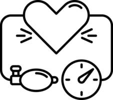 A heart and a clock are shown in a line drawing vector