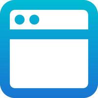 A blue and white icon with a square window vector