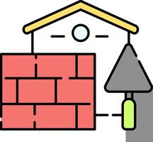 A brick wall with a house and a hammer vector