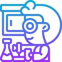 A person in a lab coat and glasses is working on a project vector