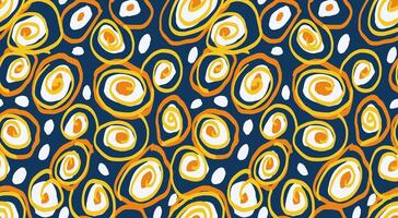 Abstract seamless pattern with yellow unique swirl organic shapes. hand drawn irregular shape circular. Contemporary background ornament for print vector