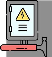 A hammer and a sign on a computer screen vector