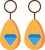Two earrings with a blue diamond on each side vector