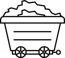 A black and white image of a cart with a pile of dirt vector