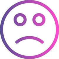 A sad face icon in a purple and pink circle vector