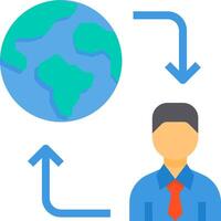 The world is connected with a man in a tie and a globe vector