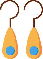 Two earrings with blue eyes and a question mark vector