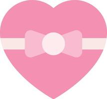 A pink heart with a bow on it vector