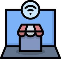 A laptop with wifi icon and a sign that says wifi vector