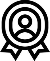 A black and white icon of a person with a ribbon vector