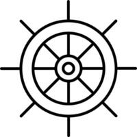 A black and white illustration of a ship wheel vector