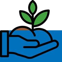 A hand holding a plant with a blue background vector