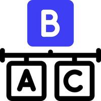 A blue and white logo with the letters b and a vector