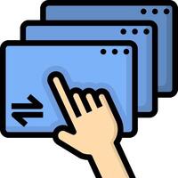 A hand pointing at a computer screen with a mouse vector