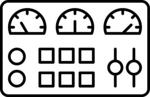 A black and white image of a dashboard with gauges vector