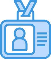 A blue badge with a person's face on it vector