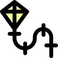A black and yellow kite with a cross on it vector