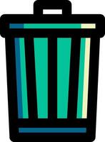 A trash can with a green and blue stripe vector