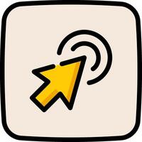 A yellow arrow pointing to a button vector