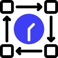 A square with arrows pointing to the clock vector