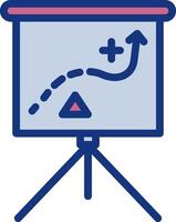 A presentation screen with a projector and a arrow pointing up vector