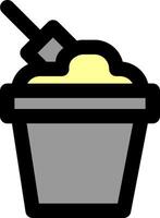 A bucket with yellow and yellow ice cream in it vector