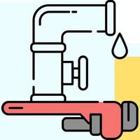 A water faucet with a dripping water pipe vector